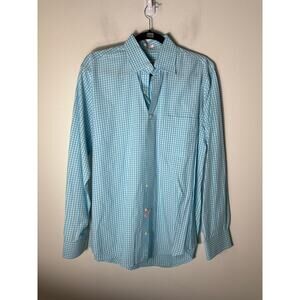 Men's Peter Millar Teal Plaid Crown Finish Shirt Sz M